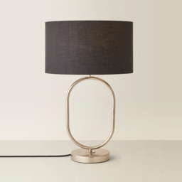 ValueLights Antonia Black Fabric Drum Lamp Shade Brushed Chrome Oval LED Table Lamp - Size: 42.3 x 25 x 25cm - Silver - Wilko - thumbnail 6