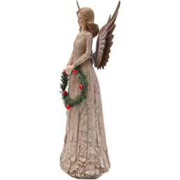 The Seasonal Gift Co. Angel with Wreath Standing Christmas Decoration - Size: 31 x 16 x 10cm - Brown - Wilko - thumbnail 3