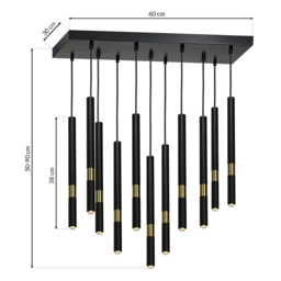 Milagro Monza Black Pendant Lamp 230V - Size: 30 x 60 x 90cm - Wilko - thumbnail 7