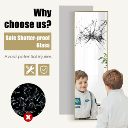 Costway Golden Full Length Wall Hanging Mirror with Adjustable Hook - Size: 120 x 37cm - Wilko - thumbnail 7