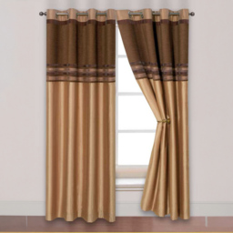 Intimates Renatta Latte Eyelet Curtains 168 x 183cm - Size: W 168 x D 183cm - Cream - Wilko - thumbnail 1