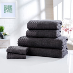 Rapport Home Retreat Charcoal Grey Cotton Face Cloth - Size: 0.1 x 30 x 30cm - Wilko - thumbnail 3