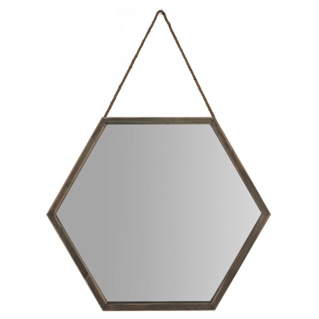 Natural Hexagonal Framed Mirror 44 x 38cm - The Port. Co Gallery - Wilko - image 1