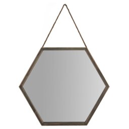 Natural Hexagonal Framed Mirror 44 x 38cm - The Port. Co Gallery - Wilko - thumbnail 1