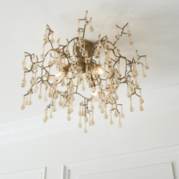 Merano Rimini Lustre Glass Aged Gold 3 Light Semi Flush Ceiling Pendant - Size: 55 x 55 x 30cm - Wilko - thumbnail 5