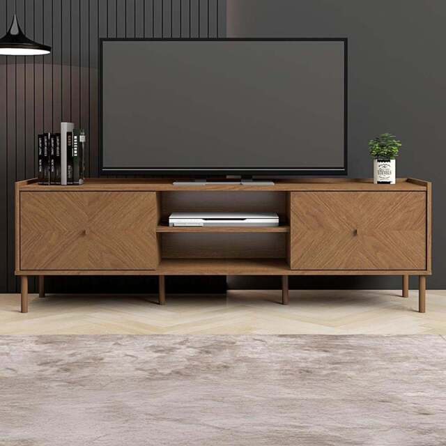 Kudl Summer 2 Door 2 Shelf Light Oak TV Cabinet - Size: 50.5 x 160 x 39.5cm - Brown - Wilko - image 1