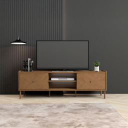 Kudl Summer 2 Door 2 Shelf Light Oak TV Cabinet - Size: 50.5 x 160 x 39.5cm - Brown - Wilko - thumbnail 4