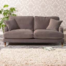 Mackenzie 3 Seater Taupe Plush Velvet Sofa - Artemis Home - Wilko