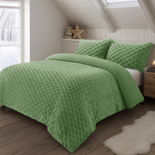 Velosso King Size Olive Chunky Popcorn Duvet Set - Wilko - image 1