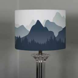 Benjamin Tate Design Small Mountain Landscape Illustration Lamp Shade - Size: 25 x 22 x 10cm - Blue - Wilko - thumbnail 3