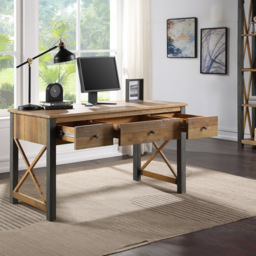 Baumhaus Urban Elegance 3 Drawer Reclaimed Home Office Desk - Brown - Wilko - thumbnail 3