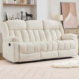 Artemis Home Lovell 3 Seater Cream Boucle Manual Recliner Sofa with Centre Console - Wilko - thumbnail 1