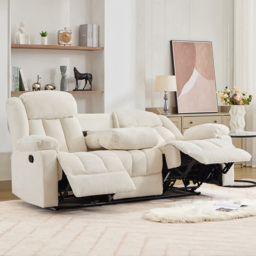 Artemis Home Lovell 3 Seater Cream Boucle Manual Recliner Sofa with Centre Console - Wilko - thumbnail 4