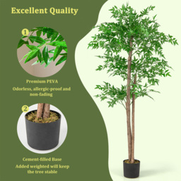 Costway Bamboo Tree Artificial Plant In Pot 4.9ft - Size: 166 x 21 x 21cm - Green - Wilko - thumbnail 6