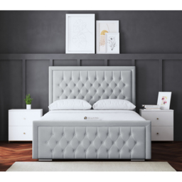 DS Living Allegra Double Silver Upholstered Bed Frame with Headboard - Wilko - thumbnail 5