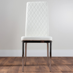 Furniturebox Valera Set of 6 White and Chrome Faux Leather Dining Chair - Wilko - thumbnail 1
