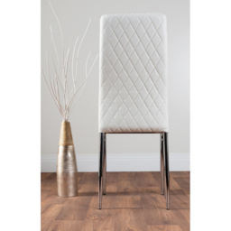 Furniturebox Valera Set of 6 White and Chrome Faux Leather Dining Chair - Wilko - thumbnail 5