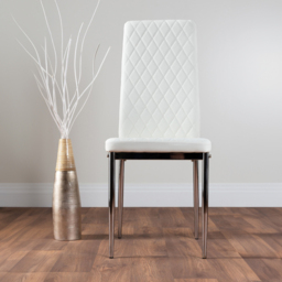 Furniturebox Valera Set of 6 White and Chrome Faux Leather Dining Chair - Wilko - thumbnail 6