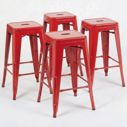 FWStyle Red Gloss Metal Bar Stool 4 Pack - Size: Set of 4 - Wilko - thumbnail 5