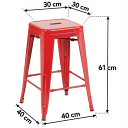 FWStyle Red Gloss Metal Bar Stool 4 Pack - Size: Set of 4 - Wilko - thumbnail 7