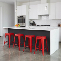 FWStyle Red Gloss Metal Bar Stool 4 Pack - Size: Set of 4 - Wilko - thumbnail 6