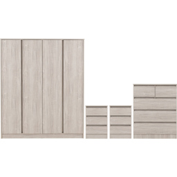 Seconique Malvern 4 Door Wardrobe Urban Snow Bedroom Furniture Set - Size: 4 Piece - Wilko - thumbnail 3