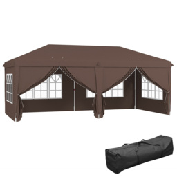Outsunny 3 x 6m Brown Pop Up Gazebo with Sides - Wilko - thumbnail 3