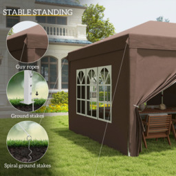 Outsunny 3 x 6m Brown Pop Up Gazebo with Sides - Wilko - thumbnail 7