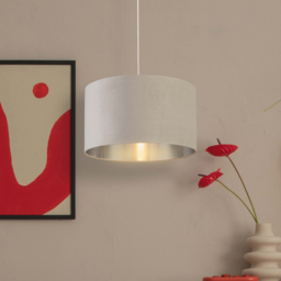 Lighting Collection Light Grey Silver Inner Velvet Drum Shade 45cm - Size: 26 x 45 x 45cm - Wilko - thumbnail 3