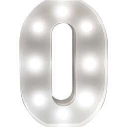 St Helens Battery Operated 3D LED Number 0 Light - Size: 21.8 x 4.3 x 16.5cm - White - Wilko