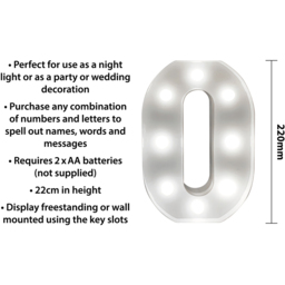 St Helens Battery Operated 3D LED Number 0 Light - Size: 21.8 x 4.3 x 16.5cm - White - Wilko - thumbnail 6