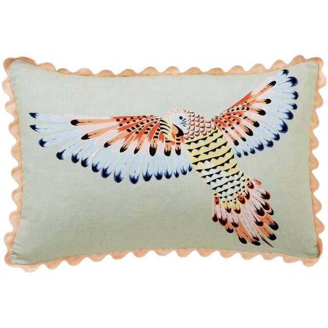 Yvonne Ellen Sage Parrot Cushion 60 x 40cm - Wilko - image 1