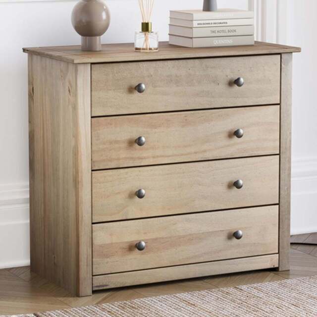 Vida Designs 4 Drawer Panama Pine Chest of Drawers - Brown - Wilko - image 1