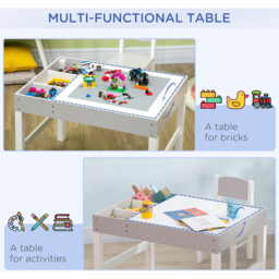 Playful Haven 2 Piece Grey Kids Table and Chair Set - Size: 80 x 60 x 57.5cm - Wilko - thumbnail 4