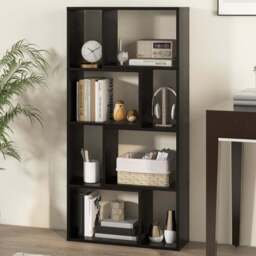 Costway 8 Cube Black Geometric Bookshelf - Size: 8 Shelf - Wilko