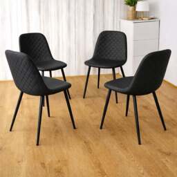 Kosy Koala Set of 4 Black Faux Leather Diamond Stitch Dining Chair - Wilko - thumbnail 1