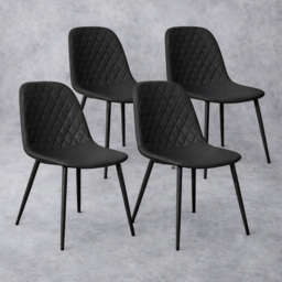 Kosy Koala Set of 4 Black Faux Leather Diamond Stitch Dining Chair - Wilko - thumbnail 5