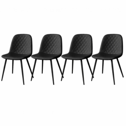 Kosy Koala Set of 4 Black Faux Leather Diamond Stitch Dining Chair - Wilko - thumbnail 4