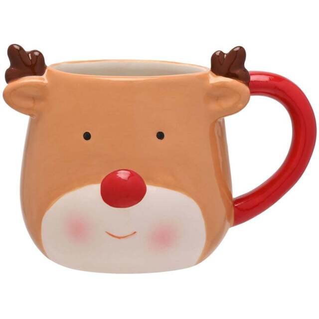 The Seasonal Gift Co. Santa & Friends Reindeer Ceramic Mug Small - Size: 8 x 13.5 x 8cm - White - Wilko - image 1