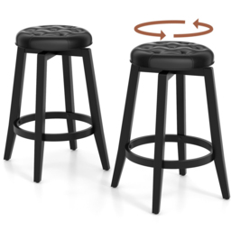 Costway Black Swivel Upholstered Bar Stool Set of 2 - Size: 81 x 52 x 17cm - Wilko - thumbnail 4