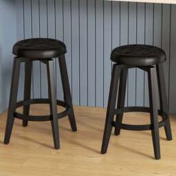 Costway Black Swivel Upholstered Bar Stool Set of 2 - Size: 81 x 52 x 17cm - Wilko - thumbnail 1