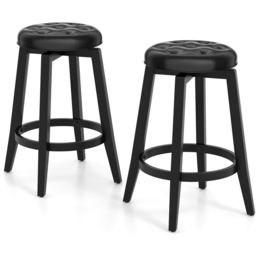 Costway Black Swivel Upholstered Bar Stool Set of 2 - Size: 81 x 52 x 17cm - Wilko - thumbnail 3