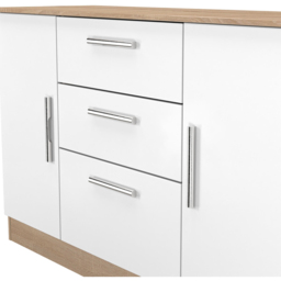Crowndale Contrast 2 Door 3 Drawer White Matt and Bardolino Oak Sideboard Ready Assembled - Size: 79 x 126 x 39cm - White Matt & Bardolino Oak - Wilko - thumbnail 5