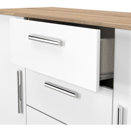 Crowndale Contrast 2 Door 3 Drawer White Matt and Bardolino Oak Sideboard Ready Assembled - Size: 79 x 126 x 39cm - White Matt & Bardolino Oak - Wilko - thumbnail 6
