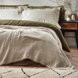 Yard Lark Natural Large Muslin Cotton Throw 240 x 260cm - Size: 260 x 240cm - Cream - Yard Living - Wilko - thumbnail 7