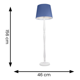 ValueLights Victoria Navy Blue Fabric Tapered Shade White Wood Traditional Stem LED Floor Lamp - Size: 156 x 46 x 46cm - Wilko - thumbnail 7