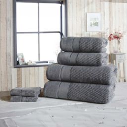 Rapport Home Royal Grey Velvet Woven Cotton Face Cloth - Size: 0.1 x 30 x 30cm - Wilko - thumbnail 3