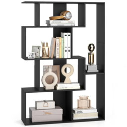 Costway 6 Shelf Black Geometric Bookshelf with Anti-tip Kits - Wilko - thumbnail 3