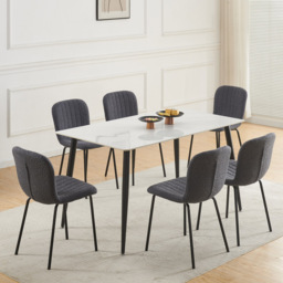 Bella Set of 6 Dark Grey Teddy Faux Fur Stitched Design Dining Chairs - MCC - Wilko - thumbnail 7