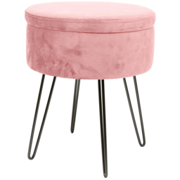 Harbour Housewares Pink and Black Velvet Round Footstool with Storage - Size: 45 x 36 x 36cm - Wilko - thumbnail 3